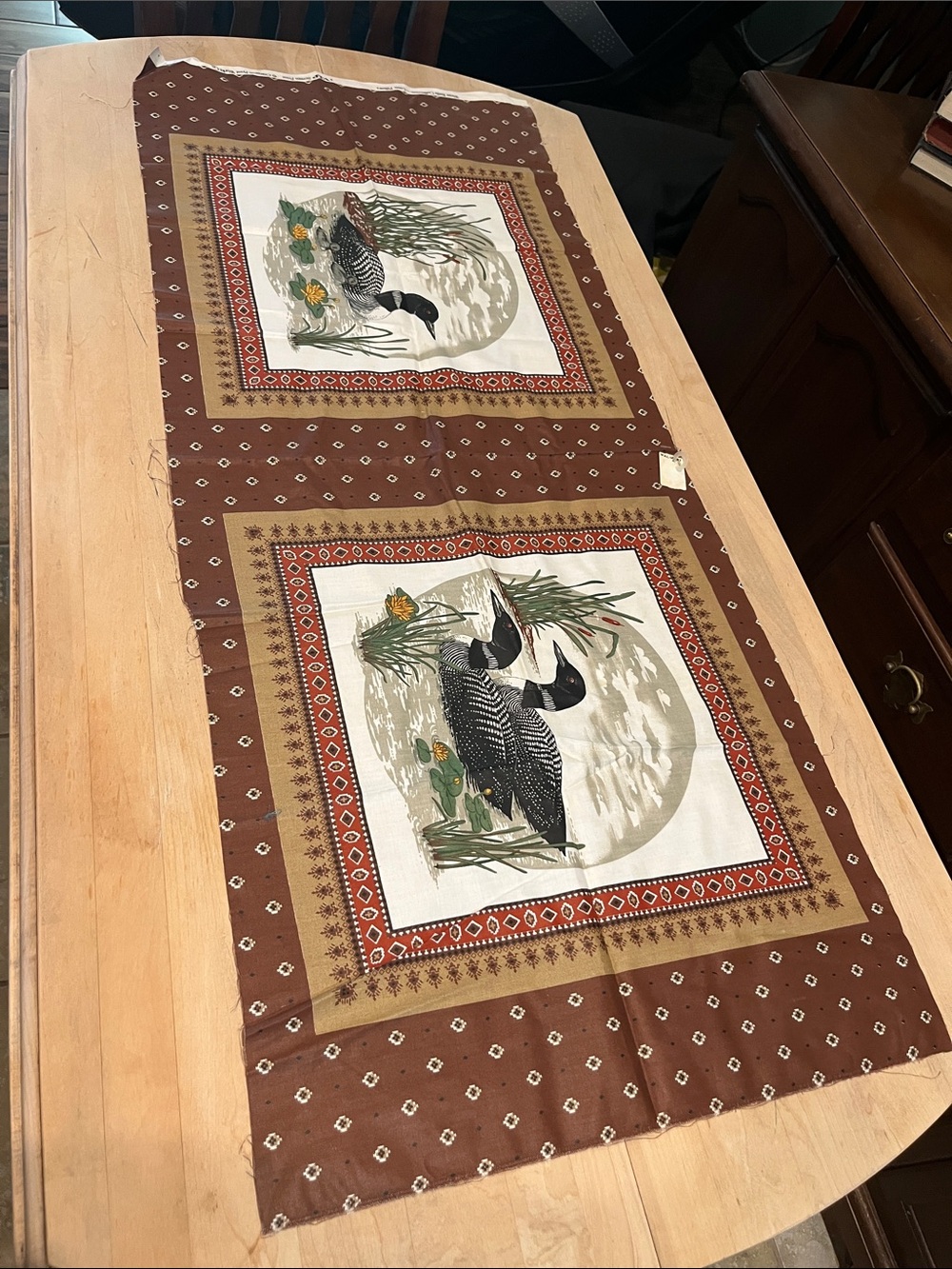 Water Birds Collection Loon Pillow Fabric Panel Cranston VIP Screen Print
